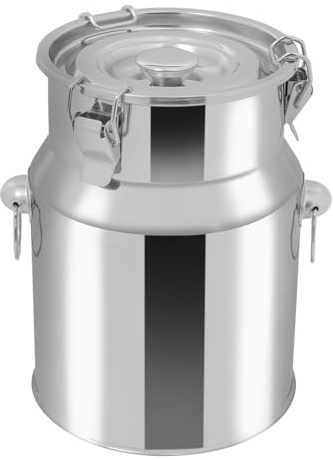 Lumivew 201 Edelstahl Milchkanne 5L ohne Hahn | Luftdichter Vier-Punkt-Verschluss für Milch, Öl & Reis | Transporteimer & Aufbewahrung für Küche, Restaurant & Gewerbe