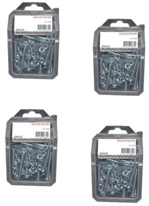 4 Coques de 25 Boulons Poêliers 6 x 80 mm - NFE 25129/4032 - Zingué blanc - D-Work