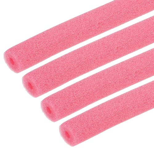 QUARKZMAN 4 Pièces Isolant Tuyau Chauffage Ø 15mm Tube Mousse 1m Tuyau D'isolation En Mousse, Manchon Isolatio pour pipe insulation, Chauffage et Tube Climatisation Rose Rouge