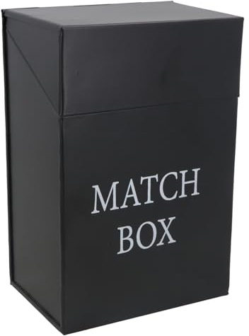 Black Fireside Metal Storage Container Box for Matches Fire Lighters with Flip Lid