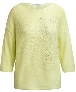 SOCCX Damen Pullover mit 3/4-Arm und Artwork Vivid Lemon, XXL