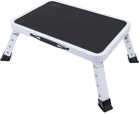 Yechiry Klappbarer Tritthocker für Wohnmobile, 3-stufig Höhenverstellbar, Leichte Trittleiter aus Kohlenstoffstahl mit Breiter, Rutschfester Plattform, Trägt 330 Pfund, Ideal für Camping und Zuhause