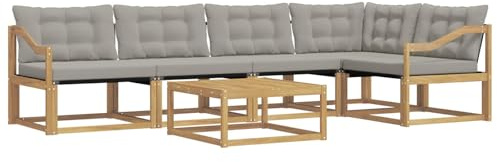 vidaXL Outdoor-Sofagarnitur 6 pcs Weiß und Hellgrau 79 x 79 x 37 cm, Garten-Sofa, modernes Outdoor-Sofa, langlebige Terrasse, Chill-Lounge, stilvolle Komfort-Einheit zum Entspannen