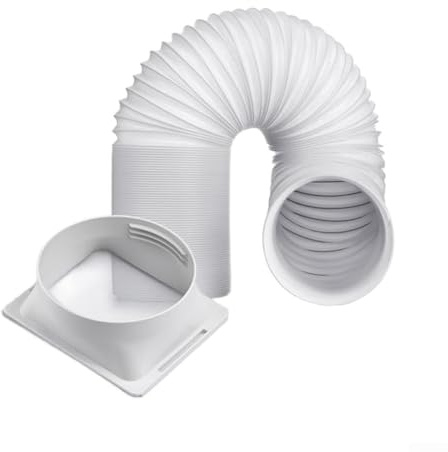 Tubo di scarico per condizionatore d'aria, connettore quadrato, tubo flessibile in ABS e polipropilene regolabile in lunghezza 15 cm per uso in camera da letto, soggiorno, ufficio (giunzione + tubo da