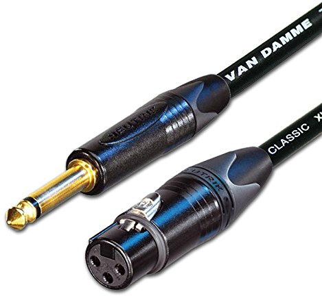 Van Damme & Neutrik Female XLR To 1/4-Inch Mono Jack Mic To Mixer/Amp Input Lead, Black, 1 m
