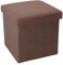 INTIRILIFE Faltbarer Sitzhocker 38x38x38 cm in Bernstein BRAUN - Sitzwürfel mit Stauraum und Deckel aus Stoff in Leinen Optik - Sitzcube Fußablage Aufbewahrungsbox Truhe Sitzbank
