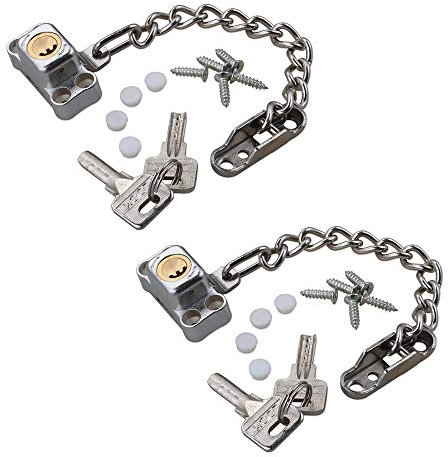 VanMe Fenster- und Balkontürsicherung, Sicherheits-Türkette, Türkette abschließbar, Ketten Fenster Türriegel für Baby und Kind Sicherheit, 16,5 cm Länge, Aluminiumlegierung Material (Color : 2X)