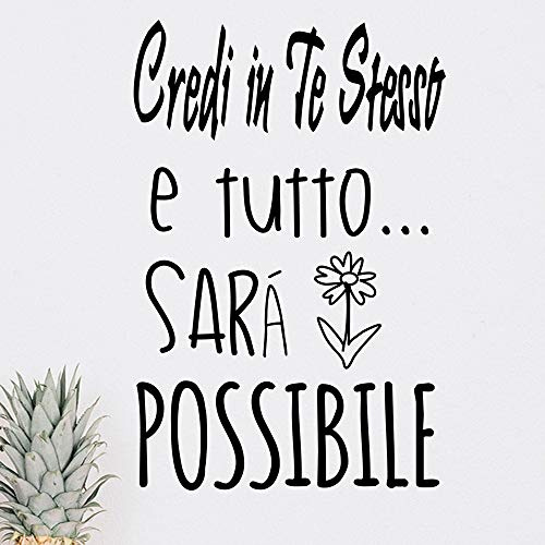 Adesivo da parete in vinile con frase in italiano CREDI EN TE adesivi murali frasi in italiano citazione, decorazione da parete, Wall Stickers, Art Sticker Decal Mural DC-18030