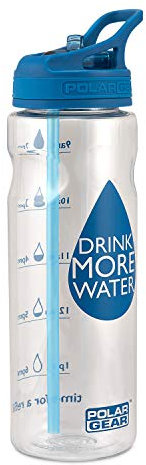 Polar Gear Water Tracker Bottle – Measure Hydration & Set Drinking Goals at Home Or On The Go – Leakproof, BPA Free & Dishwasher Safe – with Straw – for The Gym/Car & Outdoors – Blue, 750ml