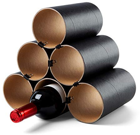 corpus delicti :: Weinheim - Flaschenregal - Weinregal aus Hartpapier - Basisversion für bis zu 11 Flaschen - erweiterbar (6 Hülsen schwarz) (76.0-6er)