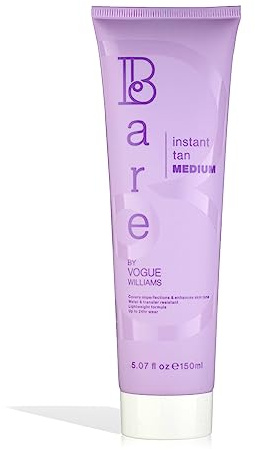 Bare by Vogue Instant Tan - Medium 150ml, Wash-Off Formula for Streak-Free, Natural-Looking Glow - Infused with Super Peptides for Plump, Smooth & Firm Skin