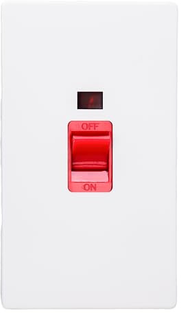 Varilight XDY45NS.PD Screwless Primed 45A DP Cooker Switch Vertical Twin Plate + Neon
