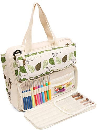 LAVIEVERT Strick-Einkaufstasche Garn-Aufbewahrungstasche zum Tragen von Projekten, Stricknadeln, Häkelnadeln und anderem Zubehöredles, Crochet Hooks and Other Accessories