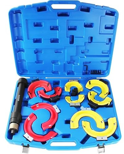 TECPO 300131 Mc-Pherson Federspanner Satz 26.000 Nm Universal KFZ Federbein Werkzeug Set 80-195 Federdurchmesser PROFI Spezialwerkzeug