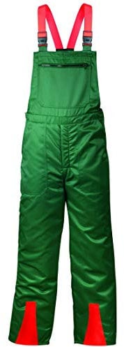 Schnittschutzlatzhose DPLF-geprüft Waldarbeiterhose Grün/Orange 52