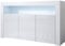 MB Muebles Bonitos, Buffet Aker avec Lumière LED et 3 Portes pour Salon et Salle à Manger, Meuble TV en Mélamine Brillante, Couleur Blanc, 155x91,5x37 cm