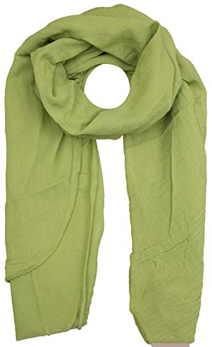 Zwillingsherz Seiden-Tuch für Damen Mädchen Uni Elegantes Accessoire/Baumwolle/Seiden-Schal/Halstuch/Schulter-Tuch oder Umschlagstuch einsetzbar - grü