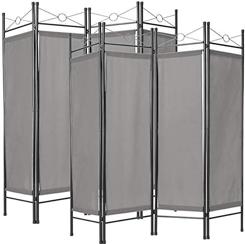 tectake 403556 2er Set Raumteiler Trennwand Paravent spanische Wand 4-TLG., 180x160cm, grau