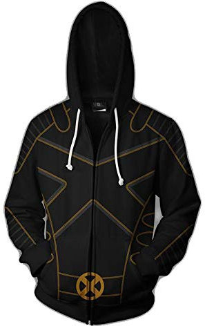 QYIFIRST Herren Jacke Logan Mantel Cosplay Kostüm Zip-Up Hoodie Leichte Gedruckt Jacket mit Taschen Schwarz L (Chest 110cm)