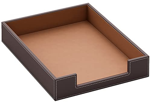 THIPOTEN Leder-Briefablage, eleganter Schreibtisch-Organizer für Bürobedarf, Post, Papier, Akten, Zeitschriften, perfekte Büro-Organisation für den Schreibtisch (braun)