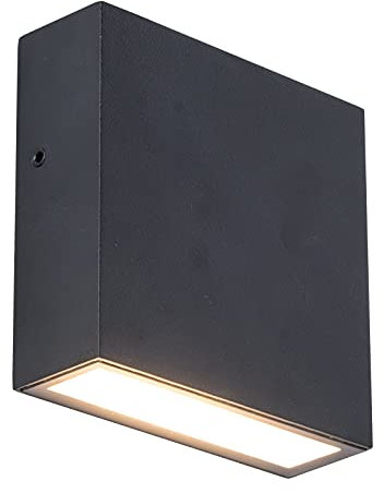 LUTEC LED Außenwandleuchte Gemini, moderne Außenlampe aus Aluminium in Schwarz,eckige Wandlampe mit Lichteffekt, IP54 wetterfeste Wandlampe,Downlight