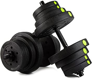 ZIPRO Bitum-Hantelset 2x10 kg – 12 Gewichtsscheiben, Verstellbare Hanteln für Krafttraining, Rutschfeste Griffe, Robuste Materialien, Ideal für das Training zu Hause