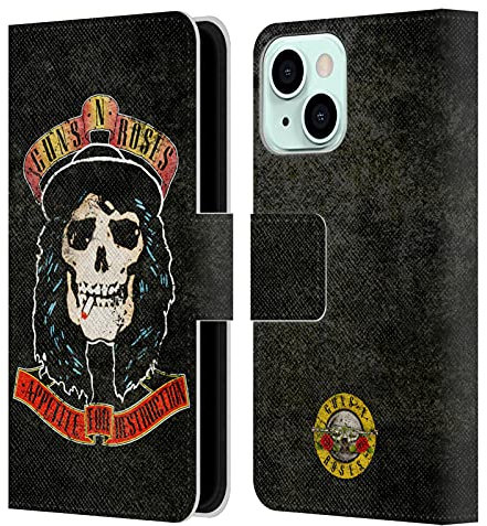 Head Case Designs sous Licence Officielle Guns N' Roses Stradlin Vintage Étui Portefeuille en Cuir Compatible avec Apple iPhone 13 Mini