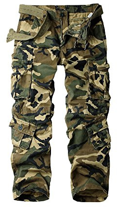 Aeslech Herren Cargo Arbeitshose Combat Hose Baumwolle Casual Military Camo Hose mit 8 Taschen, Camo M, 50