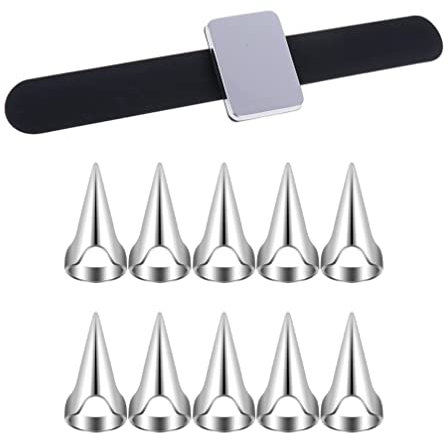 FOMIYES 1 Set Haarscheitel und Selektierring Werkzeuge Nagel Finger Flechten Werkzeug Magnetische Bobbie Pin Haarspangen Armband für Haar Flechten Styling Haarverlangerung Silber Schwarz