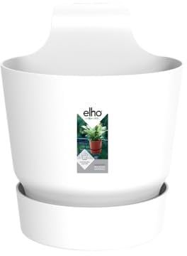 Elho Greenville Easy Hanger 19.5 - Pot De Fleurs pour Balcon - Plastique 100% recyclé - Ø 19.5 x H 23.7 cm - Blanc/Blanc