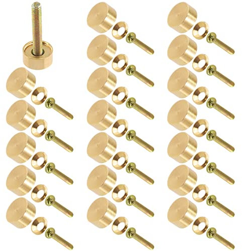 Cimeton Lot de 60 cache-vis pour miroir de 12 mm avec vis décoratives et rondelles - Pour miroirs, tables à thé (12 mm + M4, doré)