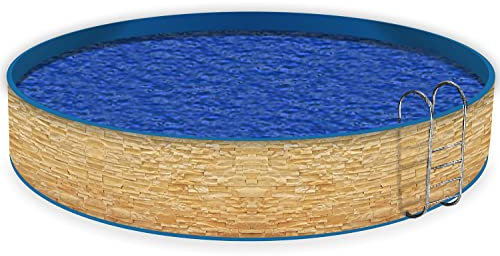 Wallario Pool Verkleidung mit Motiv und Ösen, Umrandung Dekoration, Motiv Steinwand gelb-orange, Größe Höhe 80 cm x L 10m
