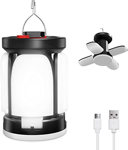 WOLFWILL Camping Lights Rechargeable,Solar Camping Lantern Foldable Rechargeable Camping Lantern-6 Modes of Light Portable LED Tent Lamp for Camping/Emergency/Fishing Hiking