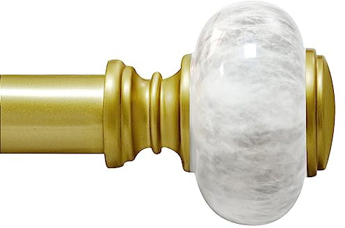 Ycolnaefllr Gardinenstange mit 2,5 cm Durchmesser, 91,4 bis 182,9 cm, goldfarbene Gardinenstange für 61 bis 172,7 cm Fenster, strapazierfähig, verstellbare Gardinenstange mit runden Marmorendstücken