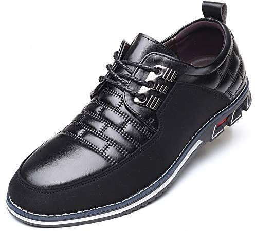 COSIDRAM Herren Schuhe Business Freizeitschuhe Klassische Mokassins Atmungsaktiver Slipper Komfort Wanderschuhe Flache Fahrschuhe Schwarz 43