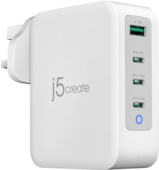j5create JUP43130F-FN 130W GaN USB-C® 4-Port Charger - UK