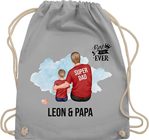 Turnbeutel Rucksack - zum Vatertag - Papa Geschenk I Geschenkidee Stiefpapa Bester Vater Geburtstag - Unisize - Hellgrau - für väter daddy geschenke vatertgsgeschenk vatertsgeschenk