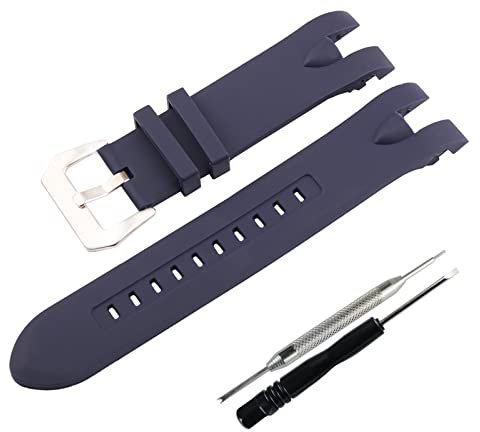 JETHENG 26mm Herren Gummi Uhrenarmband für Invicta Venom 6117 17878 17877 17879 Damen Silikon Uhrenarmband Outdoor Sport Armband Kette Schnalle (Dunkelblau Silber Schnalle)