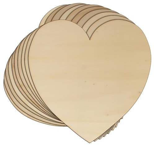 10 cuori in legno curvilinei a forma di cuore, 3 mm, per San Valentino (15 x 15 cm, senza foro)