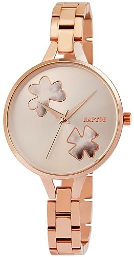 Raptor Fiona Damen-Uhr Edelstahl Clipverschluss Floral Flower Blume Analog RA10241 (roségoldfarbig)