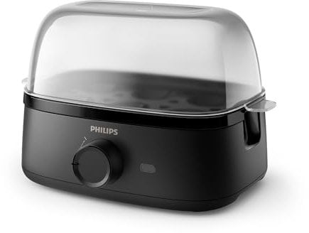 Philips Egg Cooker 3000 Series, Family Size up to 6 Eggs (soft, medium, hard, poached), Easy to clean, Poached Tray & Egg Piercer Accessory, 400W Power, Compact Design (HD9137/91)