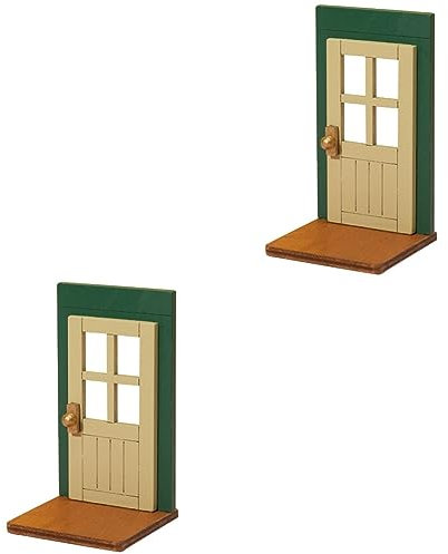 Toyvian 2 Stück Puppenhaus-Dekoration Puppenhaus-Möbel Miniatur-Dekor Holz-Puppenhäuser Mini-Zubehör Feen-Haustür 112 Holztür Holztür Miniatur- -Holztür Weihnachtsspielzeug