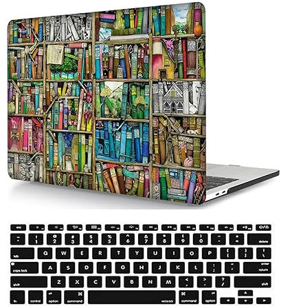 Custodia Rigida Compatibile con Macbook Pro 13 pollici 2020 2019 2018 2017 2016 A1706 A1708 A1989 A2159 A2251 A2289 A2338 M1, Caso Duro Protettivo in Plastica & Copritastiera, Libri