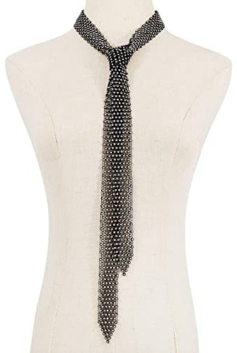 KieTeiiK Halskette, lange Schal-Halstücher, Strasssteine, Krawatte, Halskette für Damen, luxuriöse Kristall-Krawatte, 150 cm, Strass und Harz, Strass