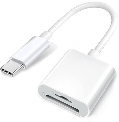 Apple Lettore di schede USB C a SD per iPhone 15/15 Plus/15 Pro/15 Pro Max, MacBook Pro M1 Air, iPad Pro/Air, iMac, Surface, Galaxy S24 (bianco-2)