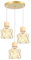 iDEGU 3-flammig Hängelampe Vintage aus Holz Metall Lampe im Industrie Design Käfig Lampenschirm E27 Deckenleuchte Retro Pendelleuchte für Esszimmer, Schlafzimmer, Küche, Flur (Holz, Rondell, Gold)
