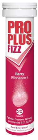 Pro Plus Fizz - 20 Effervescent Berry Flavour Tablets - Caffeine, Guarana, Ginseng and Vitamins B12, B2 & B6