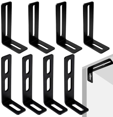 8 Pièces Equerre Equerre Metal Equerre Fixation Équerre Étagère Equerre Etagere Support d'Angle Ajustable Fendu Convient aux Tables de Meubles en Bois Bibliothèques Armoires Commodes Tiroirs