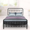 Prismoria Bett 140 x 200 cm Einzelbett aus Metall, Bettgestell im Vintage-Stil, Retro Elegantes Jugendbett mit Lattenrost & Hohem Kopfteil, Schwarz