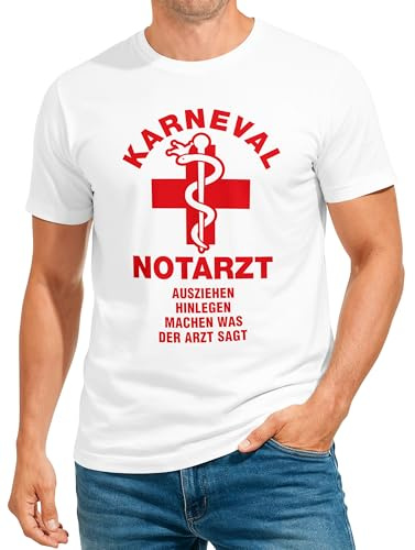 MoonWorks® Herren T-Shirt Fasching Karneval Notarzt Kostüm-Ersatz Last Minute Faschingskostüme Männer Funshirt